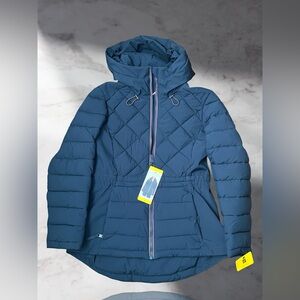 Tommy Hilfiger Womens Quilted Hooded Jacket, Navy Blue, Small